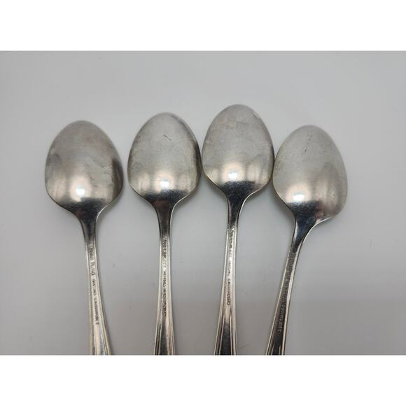 Vtg Lot 4 Oneida Tudor Plate Queen Bess II 6in Teaspoons 1946 Floral Silverplate - Picture 7 of 8